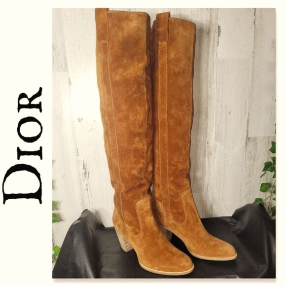 Christian Dior Suede Over the  knee Boots Authentic Diors Vintage NEW NE… - Picture 1 of 17